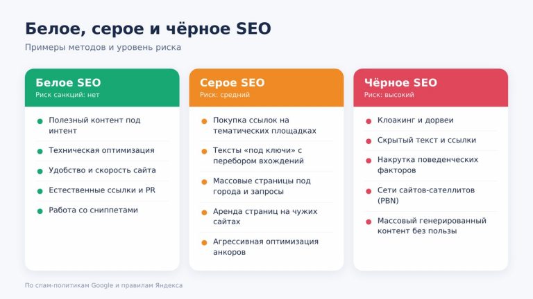 Белое, серое и чёрное SEO: какие методы безопасны