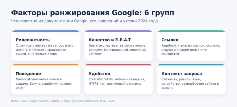 Факторы ранжирования Google: что действительно влияет на позиции